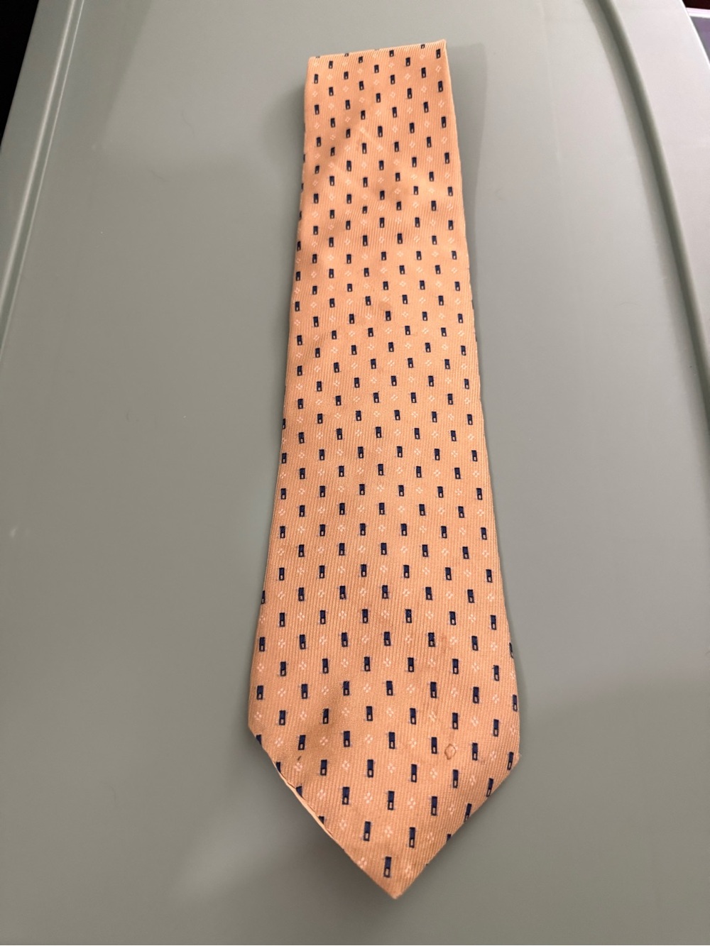 Nautica Peach Tie with Navy Micro-Dot Pattern